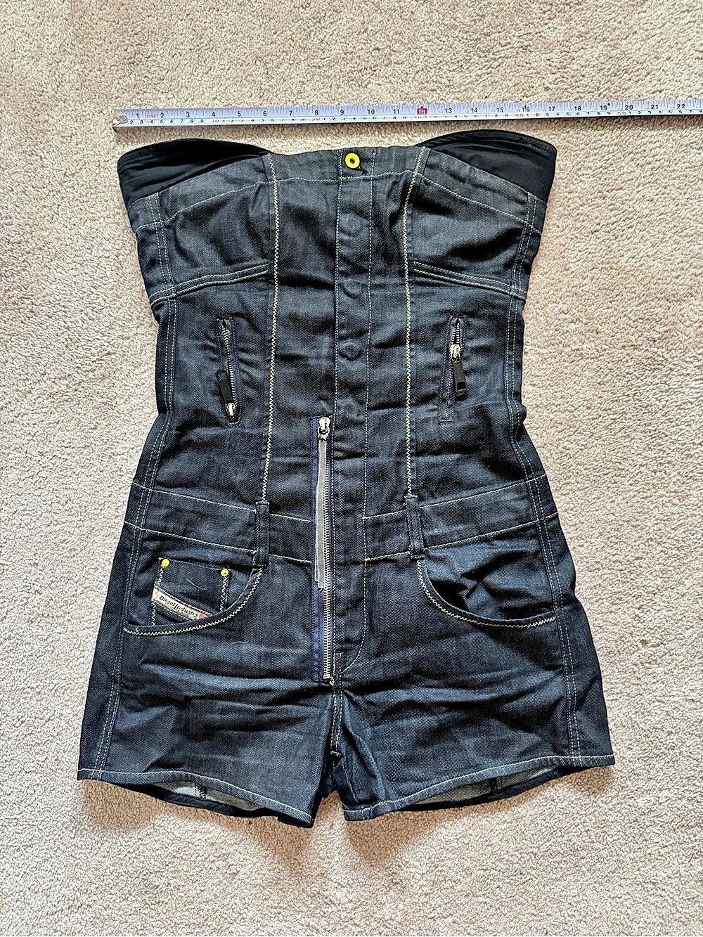 Vintage Y2K Diesel Mini Navy Denim Tube Top Romper Size Medium